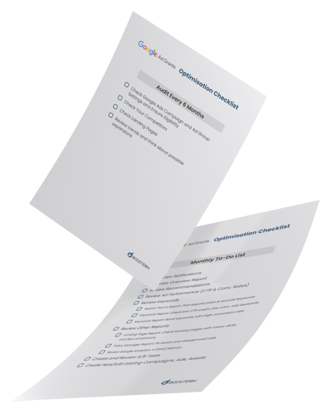 Boostern Blog - Google Ad Grants Monthly Optimisation Checklist Mockup